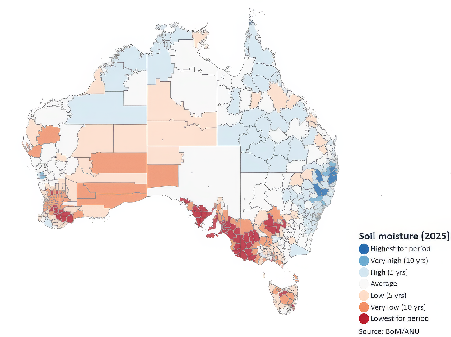 Rank of soil water availability by local
government area